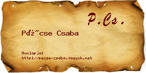 Pécse Csaba névjegykártya